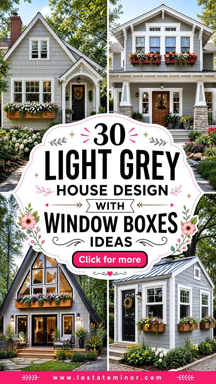 30 Light Grey House Design With Window Boxes Ideas to Boost Charm - 30 Light Grey House Design With Window Boxes Ideas to Boost Charm