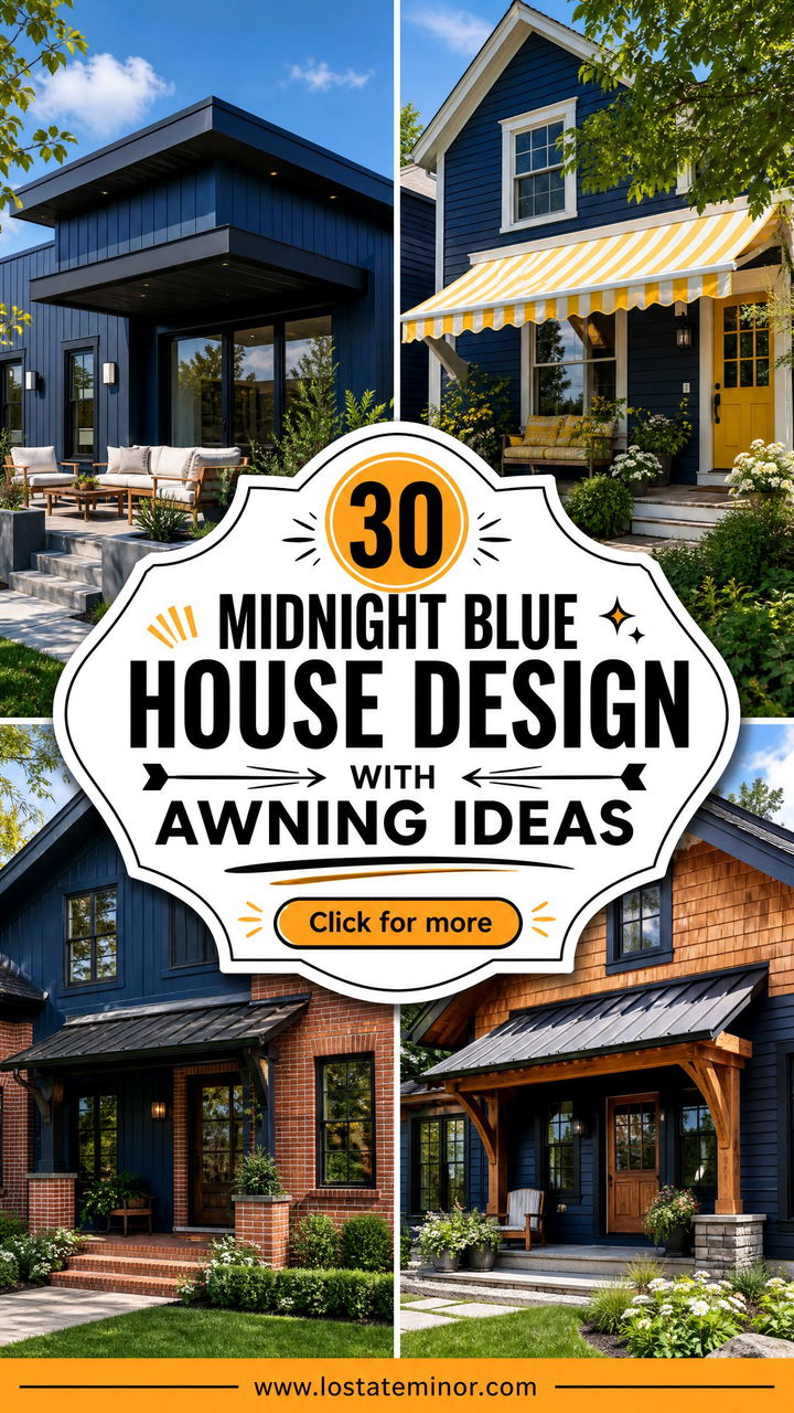 30 Midnight Blue House Design With Awning Ideas for Stylish Shade - 30 Midnight Blue House Design With Awning Ideas for Stylish Shade