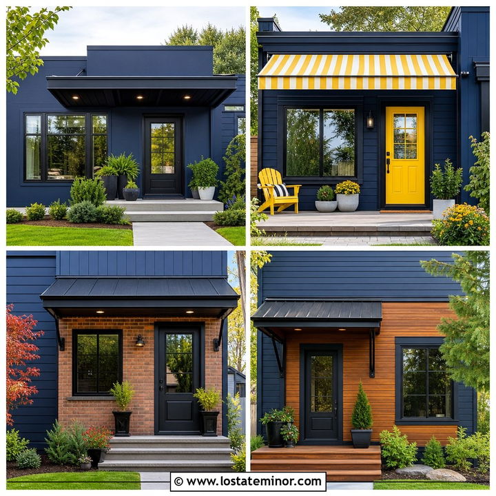 30 Midnight Blue House Design With Awning Ideas for Stylish Shade
