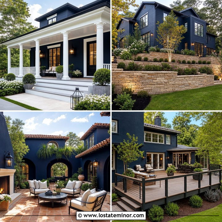 30 Midnight Blue House Design With Backyard Ideas to Inspire