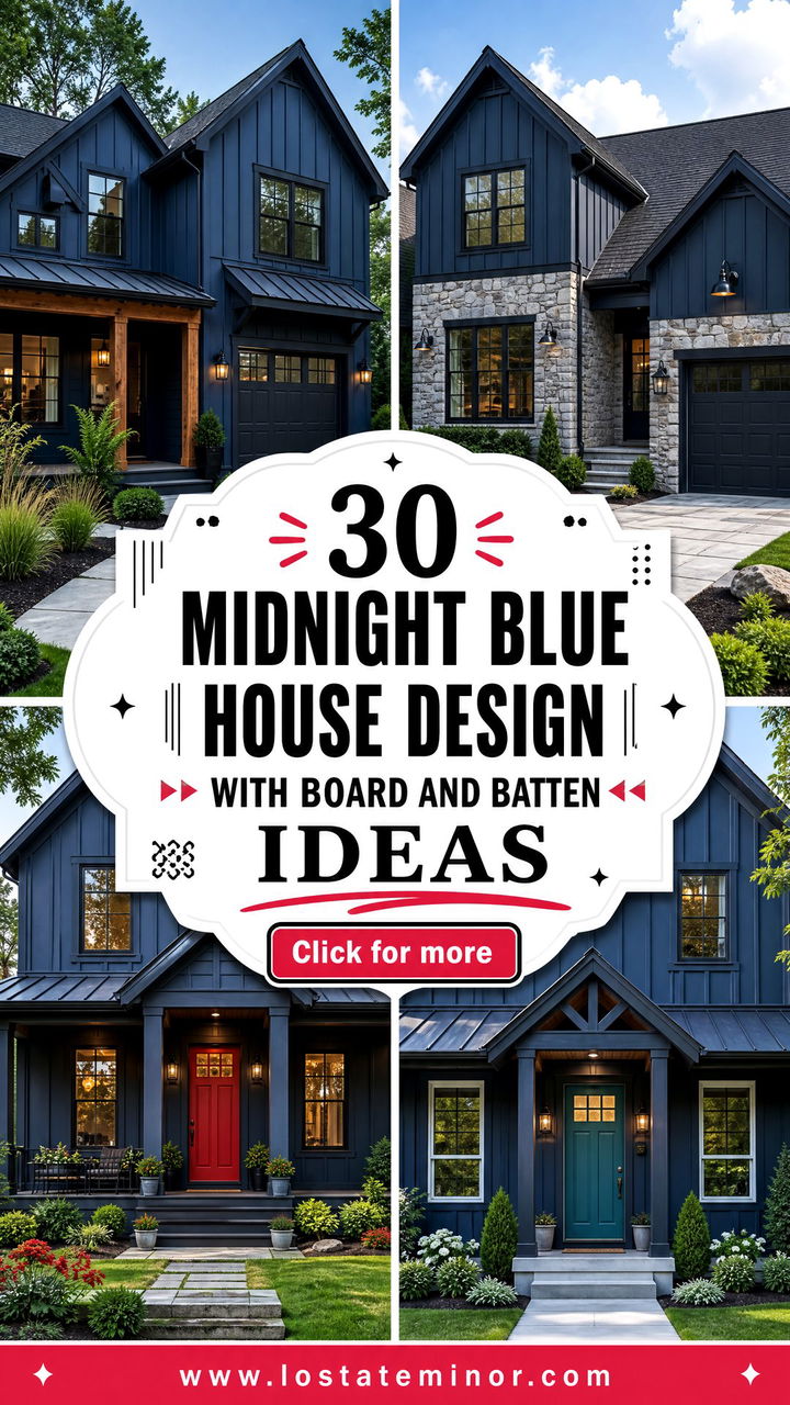 30 Midnight Blue House Design With Board and Batten Ideas 2025 - 30 Midnight Blue House Design With Board and Batten Ideas: 2025