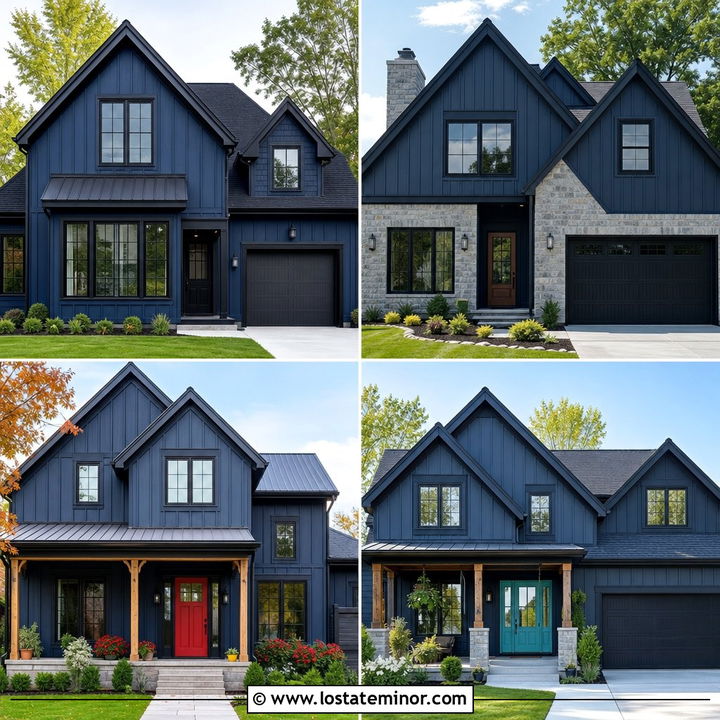 30 Midnight Blue House Design With Board and Batten Ideas: 2025