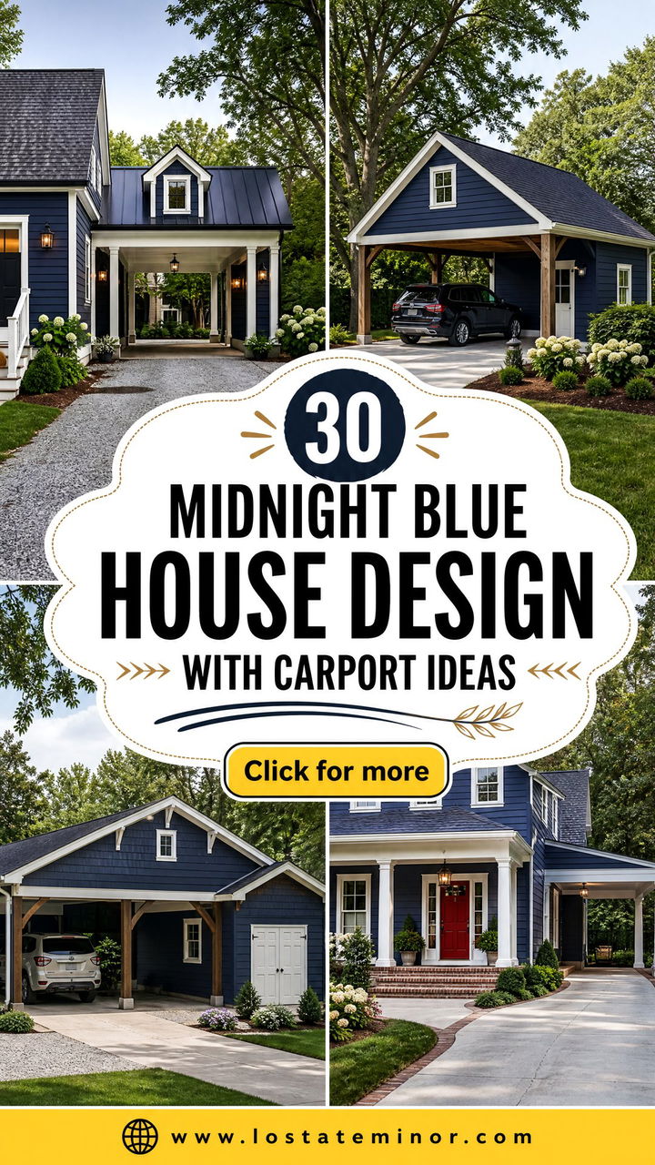 30 Midnight Blue House Design With Carport Ideas Smart Arrival - 30 Midnight Blue House Design With Carport Ideas: Smart Arrival