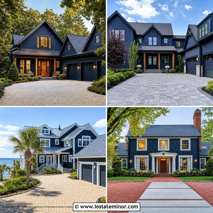 30 Midnight Blue House Design With Driveway Ideas: Sleek Arrivals