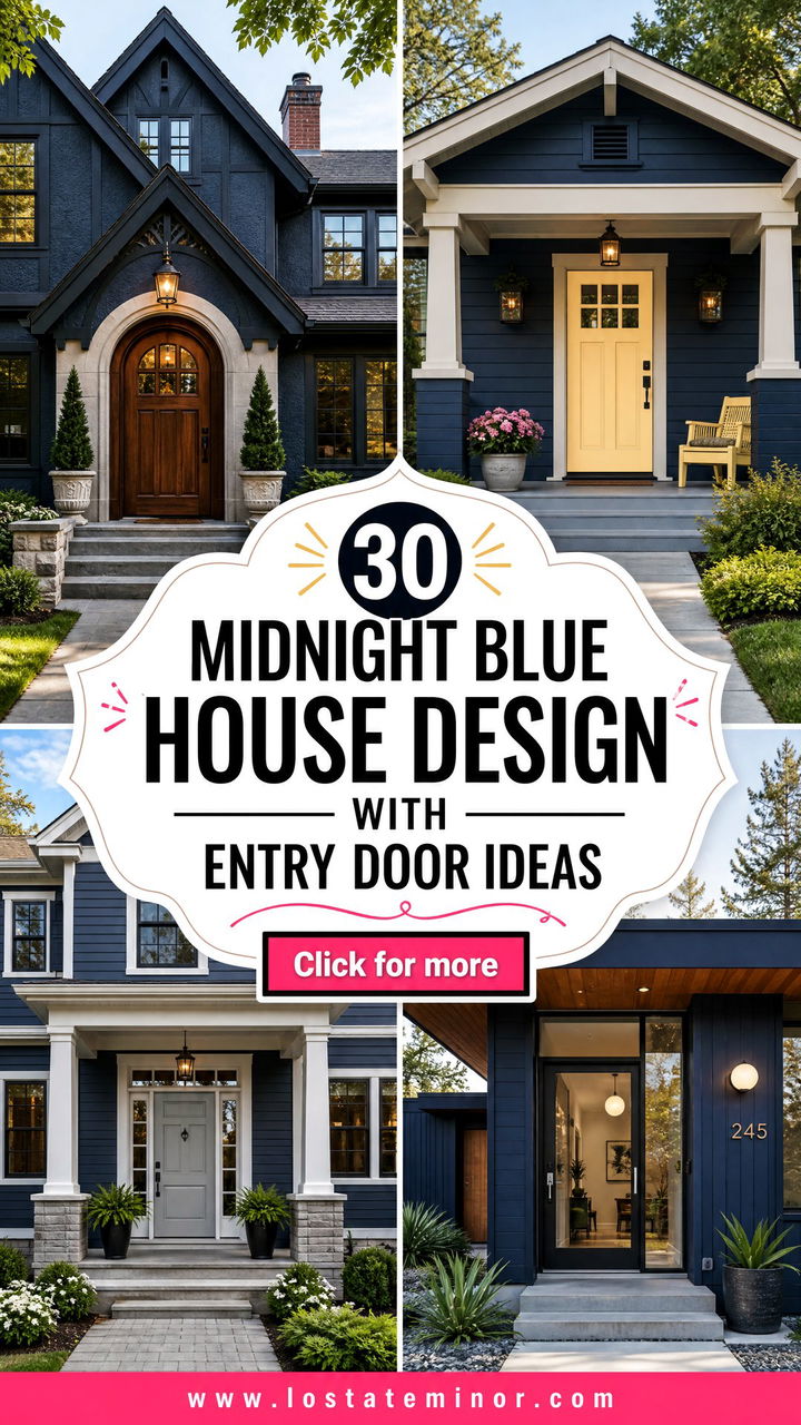 30 Midnight Blue House Design With Entry Door Ideas Bold Entry - 30 Midnight Blue House Design With Entry Door Ideas: Bold Entry