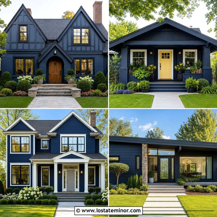 30 Midnight Blue House Design With Entry Door Ideas: Bold Entry