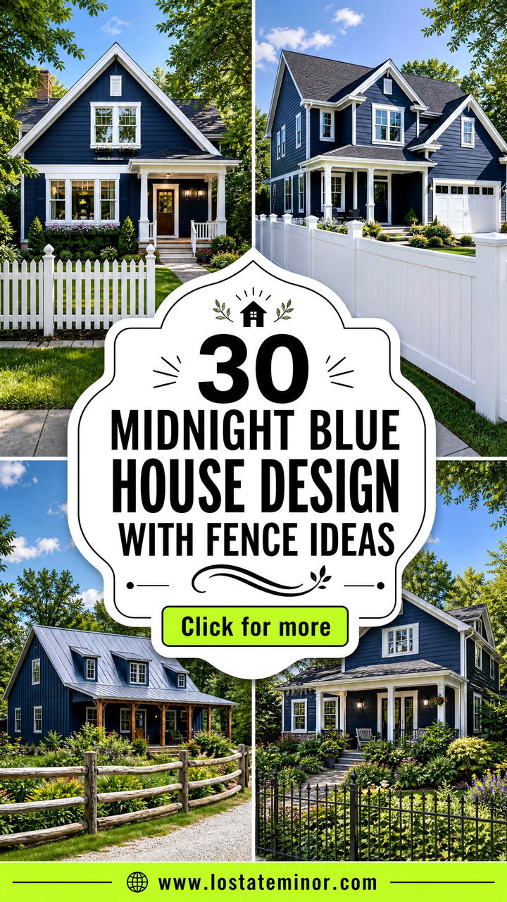 30 Midnight Blue House Design With Fence Ideas Stylish Borders - 30 Midnight Blue House Design With Fence Ideas: Stylish Borders