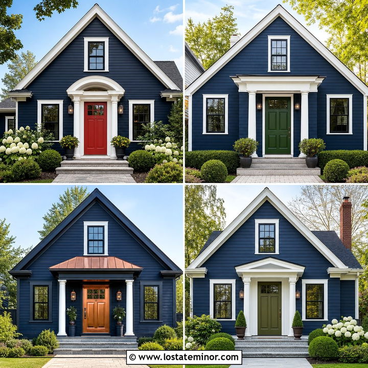 30 Midnight Blue House Design With Front Door Ideas: Bold Welcome