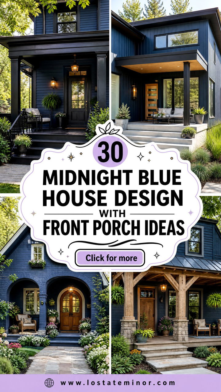 30 Midnight Blue House Design With Front Porch Ideas Porch Charm - 30 Midnight Blue House Design With Front Porch Ideas: Porch Charm