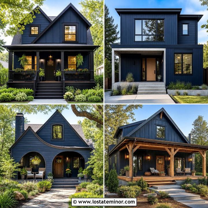 30 Midnight Blue House Design With Front Porch Ideas: Porch Charm