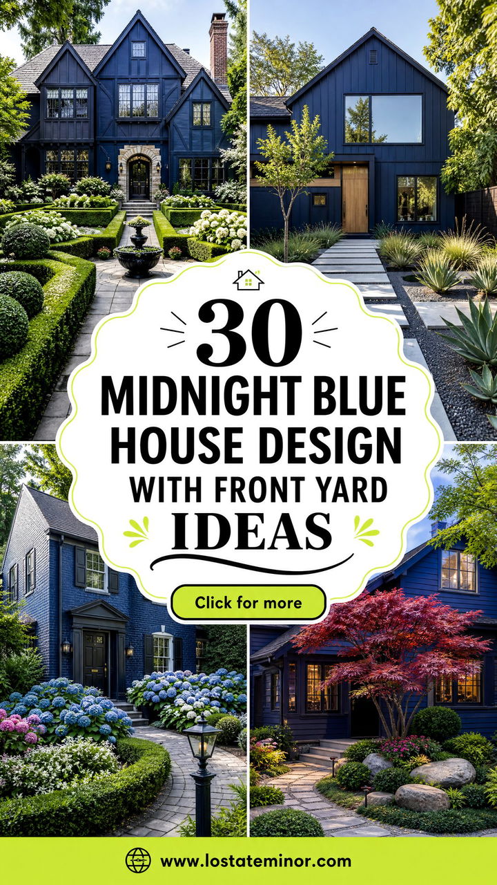 30 Midnight Blue House Design With Front Yard Ideas Fresh Appeal - 30 Midnight Blue House Design With Front Yard Ideas: Fresh Appeal