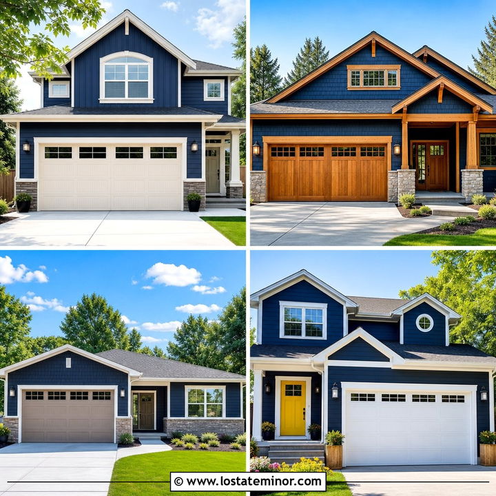 30 Midnight Blue House Design With Garage Door Ideas: Fresh Look