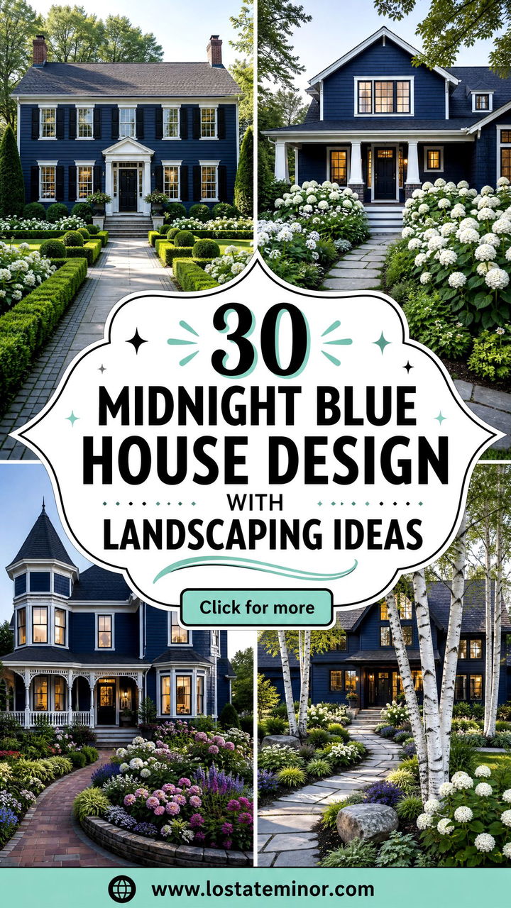 30 Midnight Blue House Design With Landscaping Ideas Lush Looks - 30 Midnight Blue House Design With Landscaping Ideas: Lush Looks