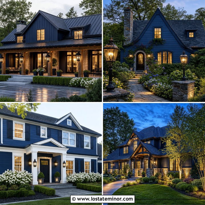 30 Midnight Blue House Design With Lighting Ideas to Inspire