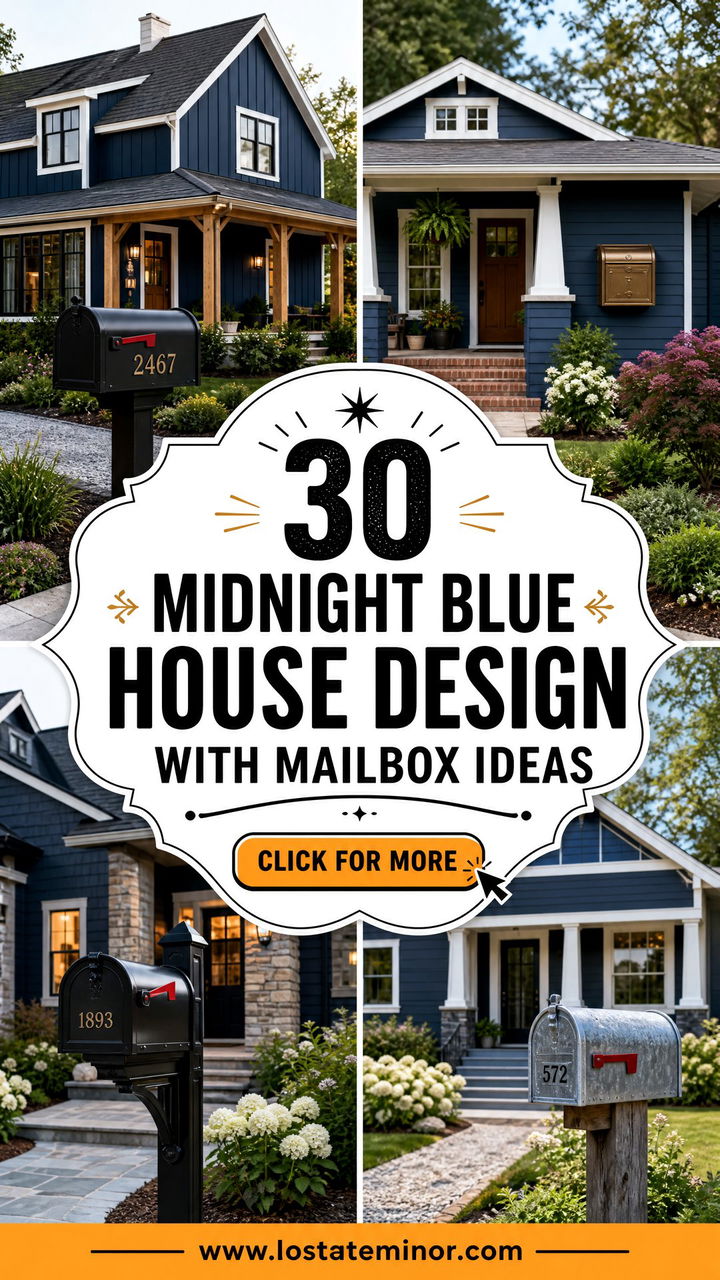 30 Midnight Blue House Design With Mailbox Ideas for Curb Appeal - 30 Midnight Blue House Design With Mailbox Ideas for Curb Appeal