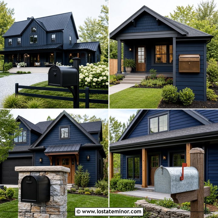 30 Midnight Blue House Design With Mailbox Ideas for Curb Appeal