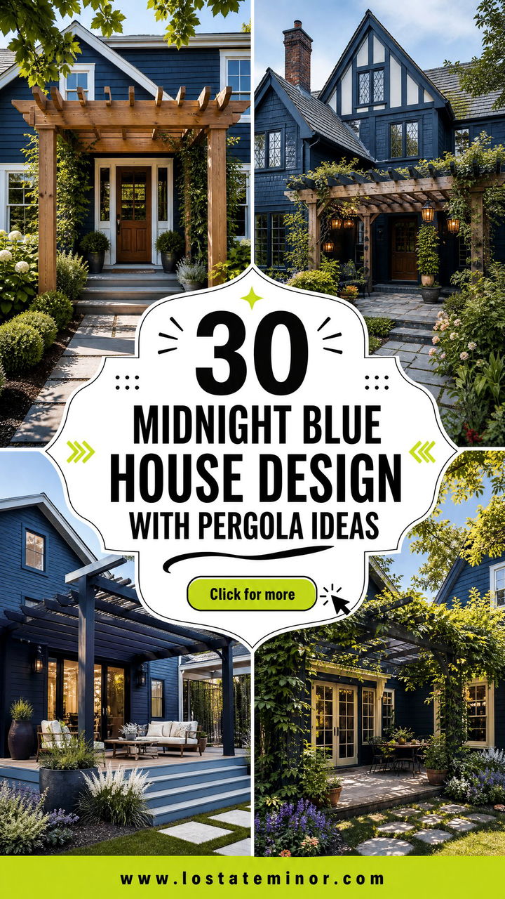 30 Midnight Blue House Design With Pergola Ideas for Chic Shade - 30 Midnight Blue House Design With Pergola Ideas for Chic Shade