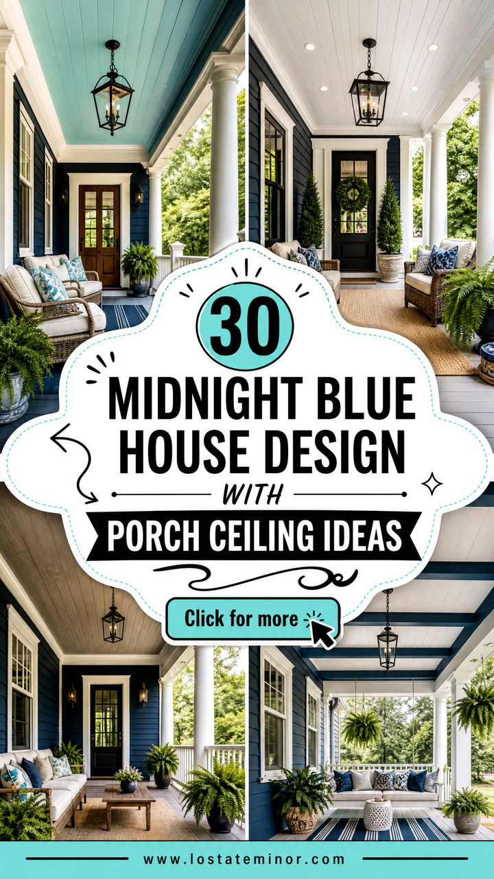 30 Midnight Blue House Design With Porch Ceiling Ideas to Inspire - 30 Midnight Blue House Design With Porch Ceiling Ideas to Inspire