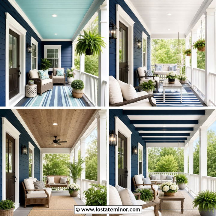 30 Midnight Blue House Design With Porch Ceiling Ideas to Inspire