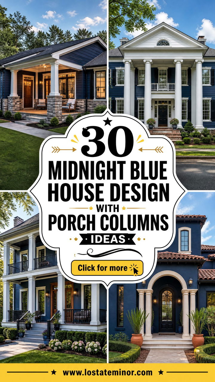 30 Midnight Blue House Design With Porch Columns Ideas to Inspire - 30 Midnight Blue House Design With Porch Columns Ideas to Inspire