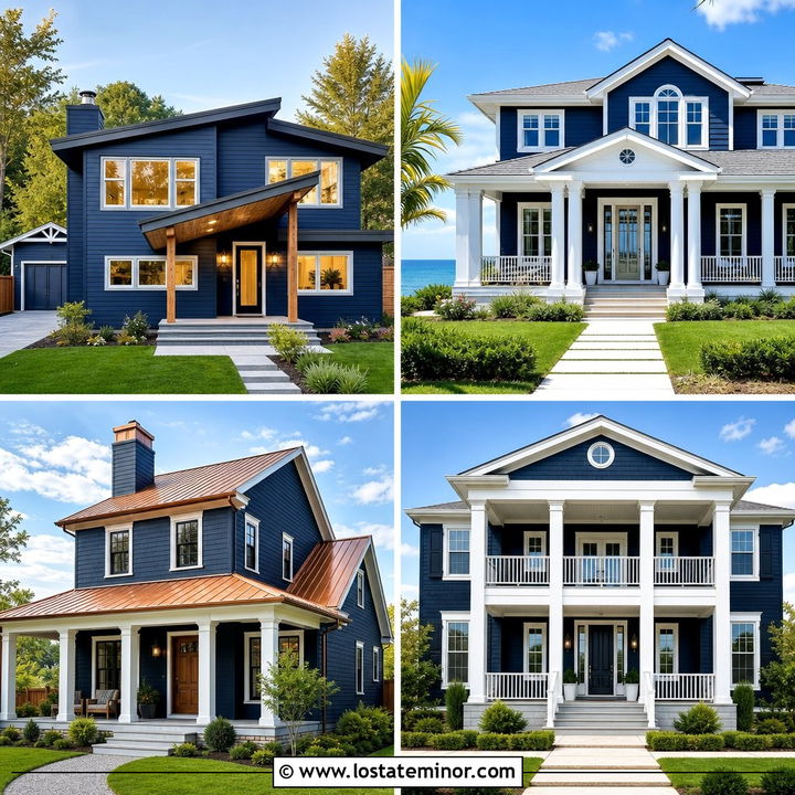 30 Midnight Blue House Design With Portico Ideas for Grand Entry