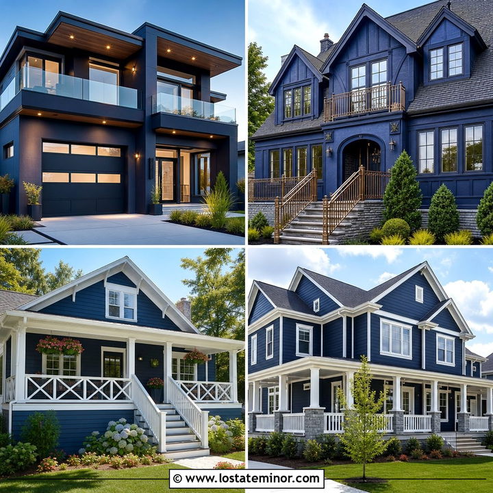 30 Midnight Blue House Design With Railings Ideas for Curb Appeal