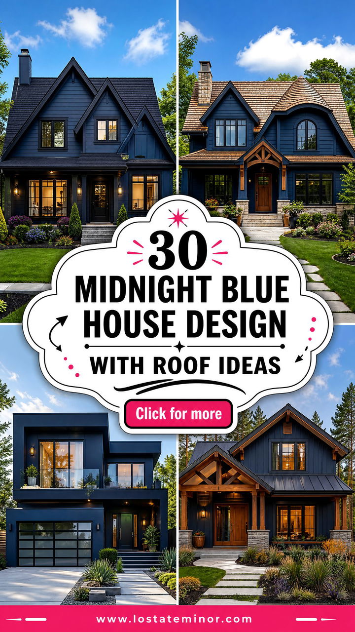 30 Midnight Blue House Design With Roof Ideas for Bold Style - 30 Midnight Blue House Design With Roof Ideas for Bold Style