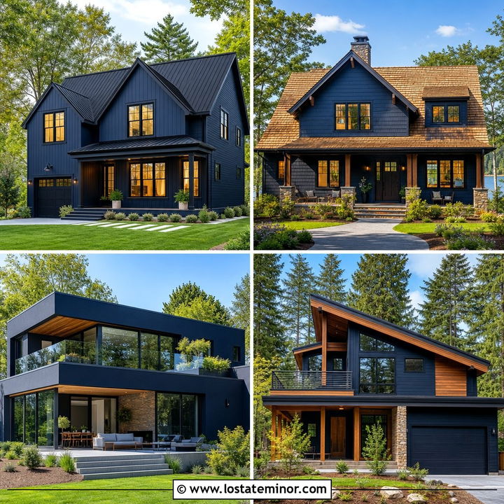 30 Midnight Blue House Design With Roof Ideas for Bold Style