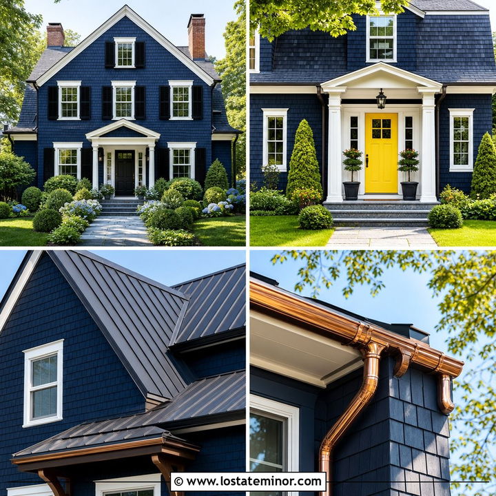 30 Midnight Blue House Design With Shingles Ideas for Bold Style