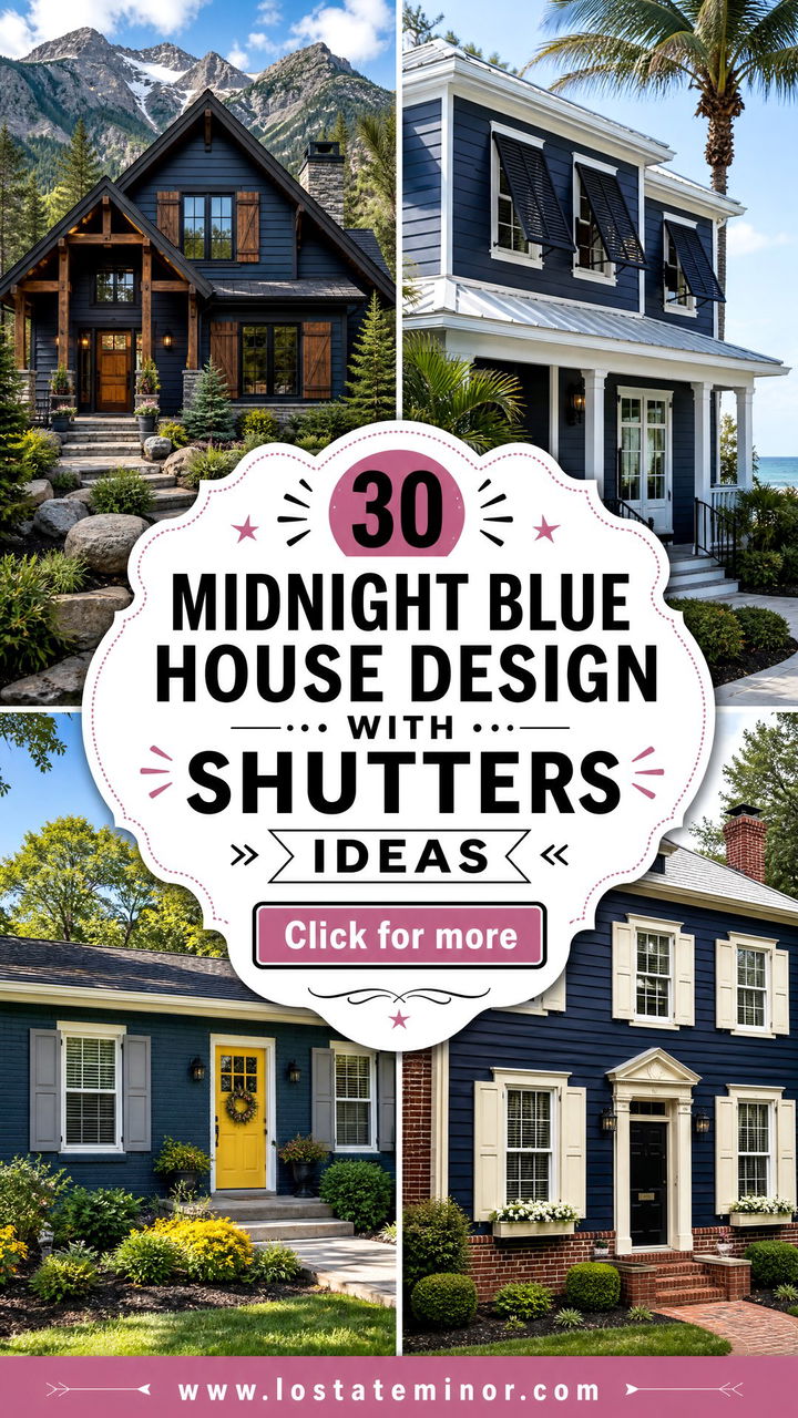 30 Midnight Blue House Design With Shutters Ideas for Curb Appeal - 30 Midnight Blue House Design With Shutters Ideas for Curb Appeal