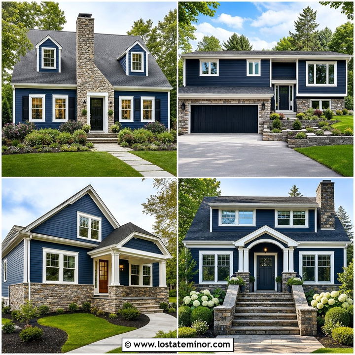 30 Midnight Blue House Design With Stone Accents Ideas to Inspire