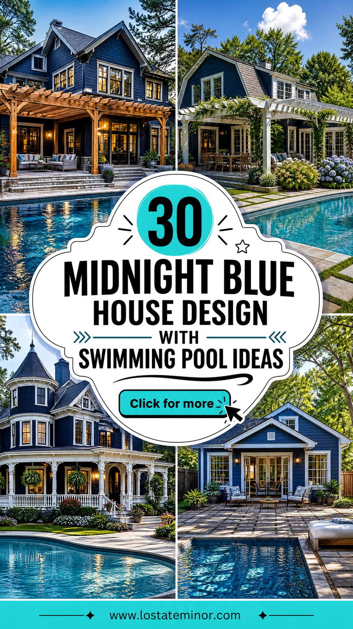 30 Midnight Blue House Design With Swimming Pool Ideas for Summer - 30 Midnight Blue House Design With Swimming Pool Ideas for Summer