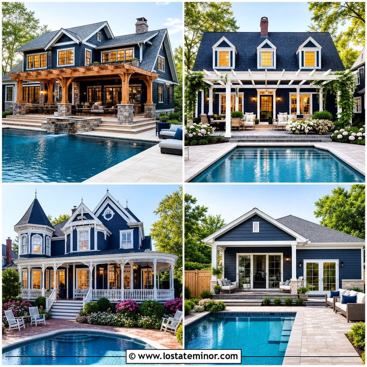 30 Midnight Blue House Design With Swimming Pool Ideas for Summer