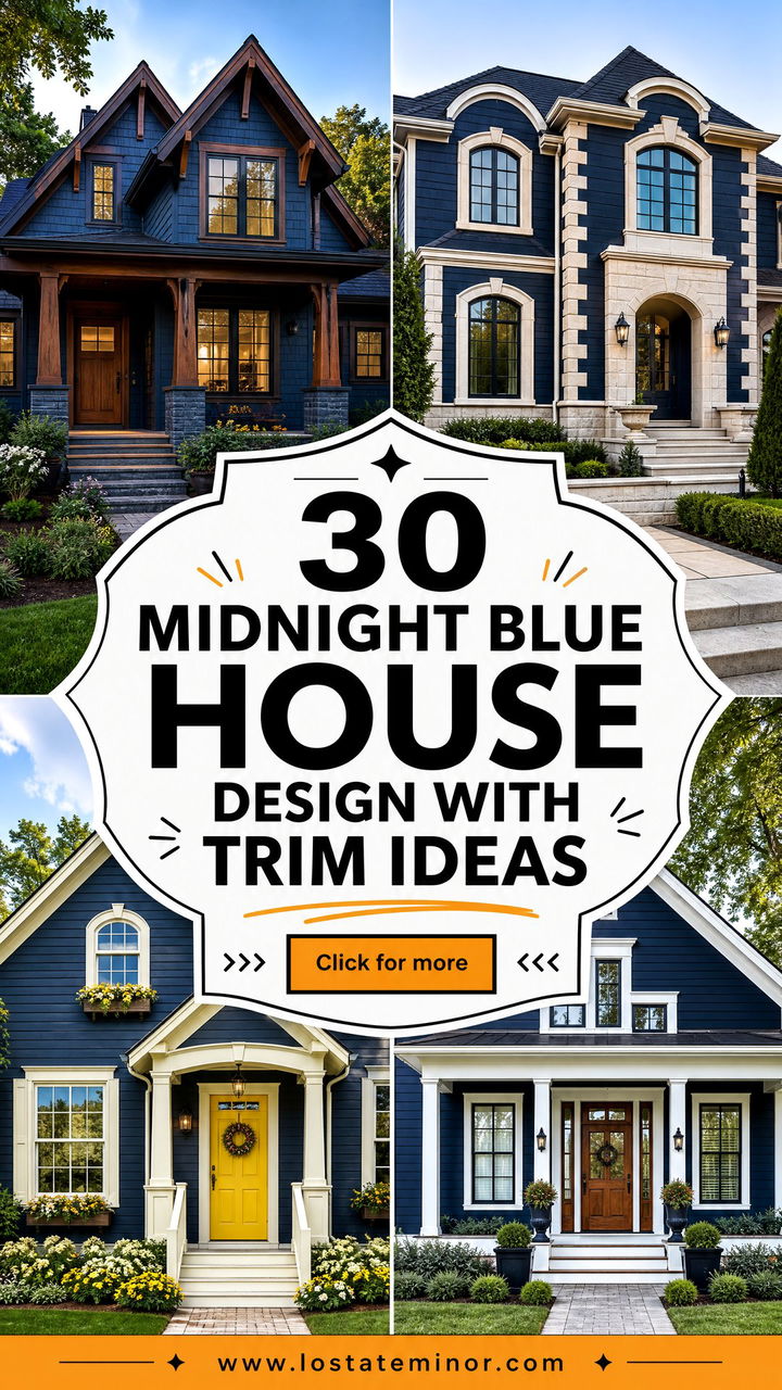 30 Midnight Blue House Design With Trim Ideas for Curb Appeal - 30 Midnight Blue House Design With Trim Ideas for Curb Appeal