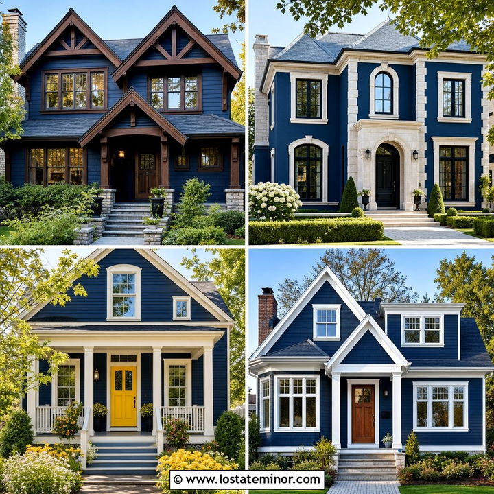 30 Midnight Blue House Design With Trim Ideas for Curb Appeal