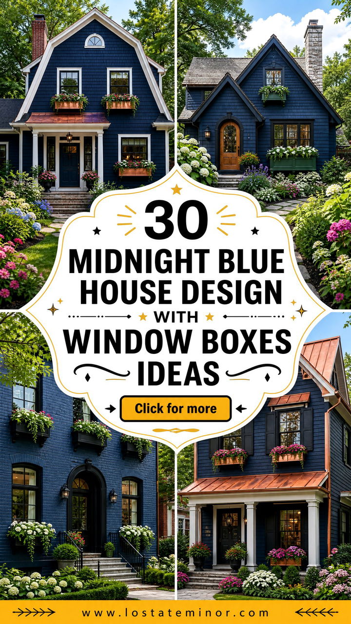 30 Midnight Blue House Design With Window Boxes Ideas to Try - 30 Midnight Blue House Design With Window Boxes Ideas to Try