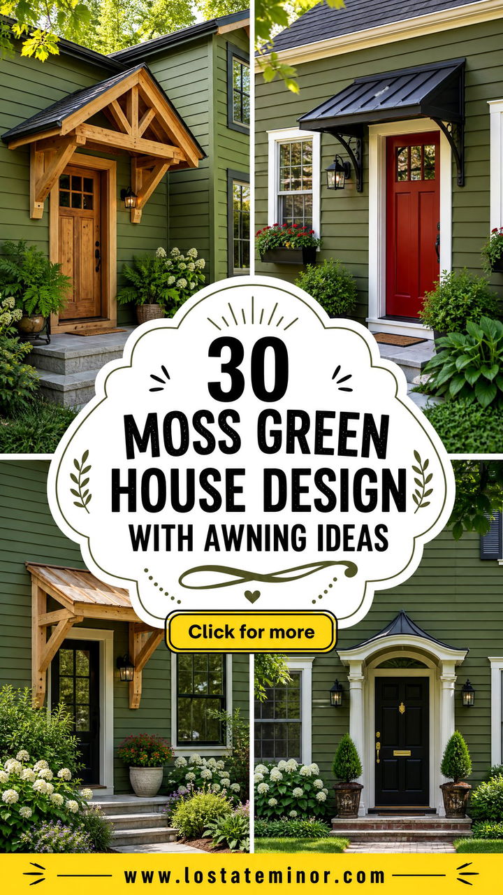 30 Moss Green House Design With Awning Ideas for Summer Shade - 30 Moss Green House Design With Awning Ideas for Summer Shade