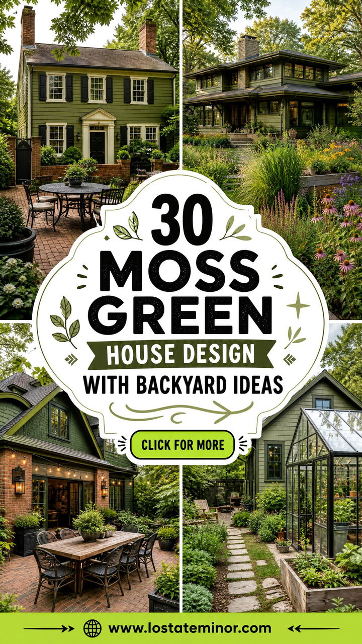 30 Moss Green House Design With Backyard Ideas for Outdoor Charm - 30 Moss Green House Design With Backyard Ideas for Outdoor Charm