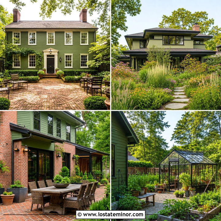 30 Moss Green House Design With Backyard Ideas for Outdoor Charm
