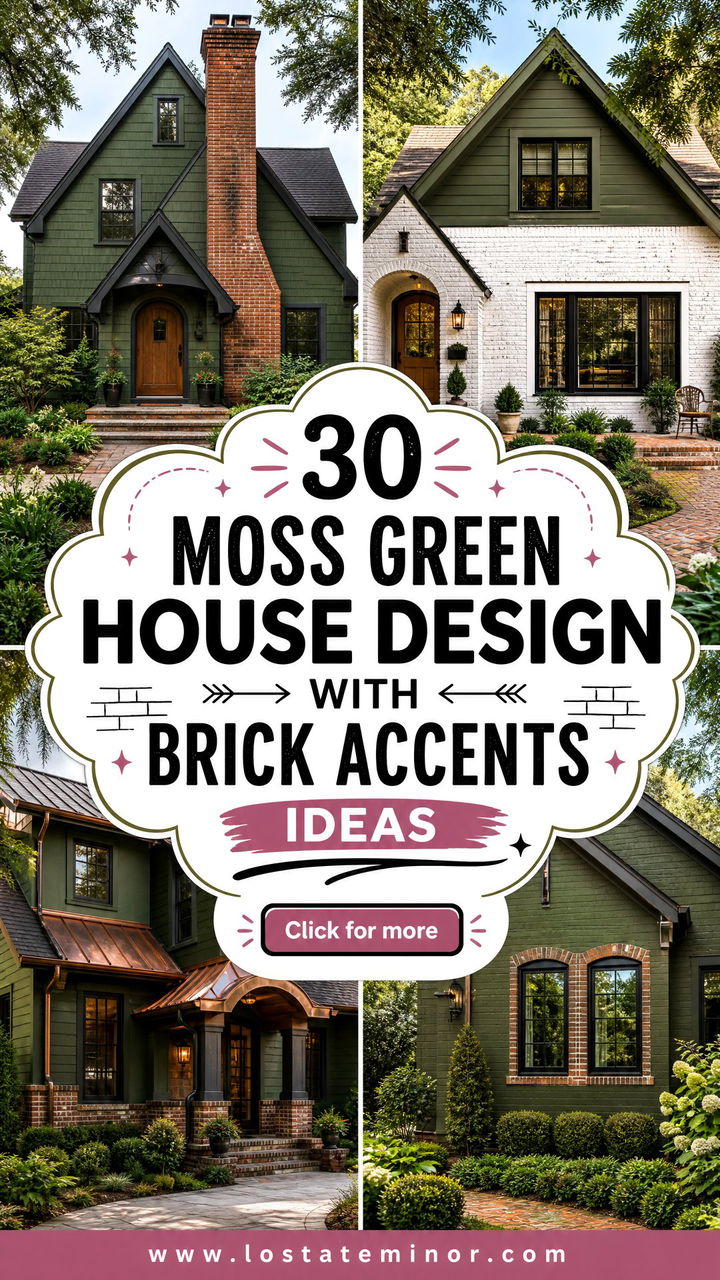 30 Moss Green House Design With Brick Accents Ideas to Love - 30 Moss Green House Design With Brick Accents Ideas to Love