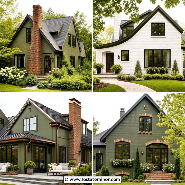 30 Moss Green House Design With Brick Accents Ideas to Love
