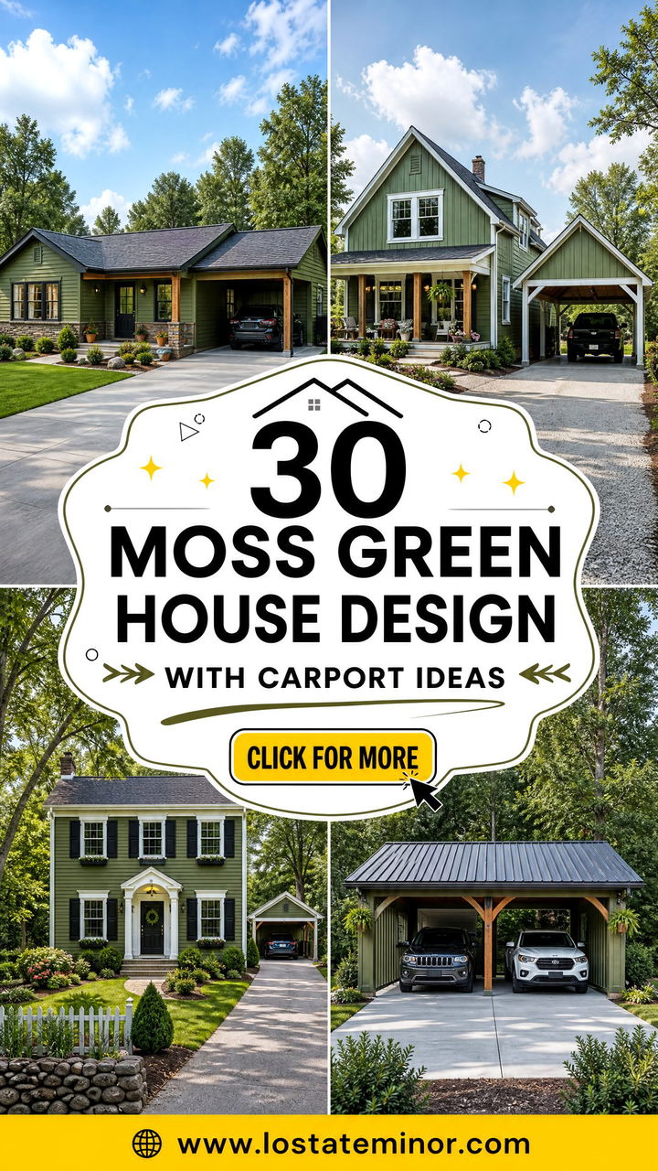 30 Moss Green House Design With Carport Ideas for Smart Shelter - 30 Moss Green House Design With Carport Ideas for Smart Shelter