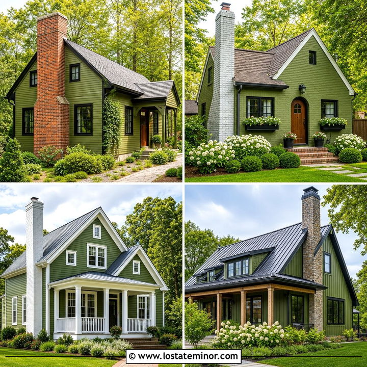 30 Moss Green House Design With Chimney Ideas for Cozy Charm