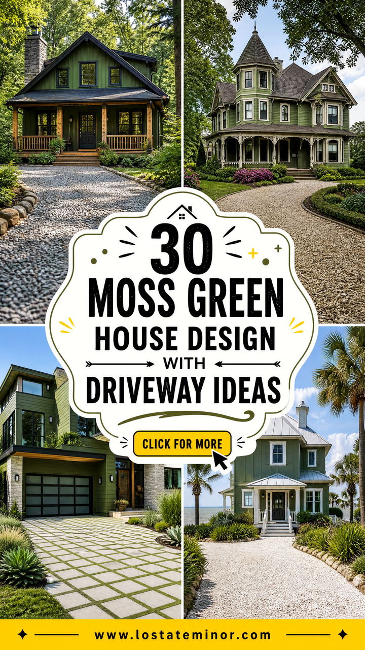 30 Moss Green House Design With Driveway Ideas for Curb Appeal - 30 Moss Green House Design With Driveway Ideas for Curb Appeal