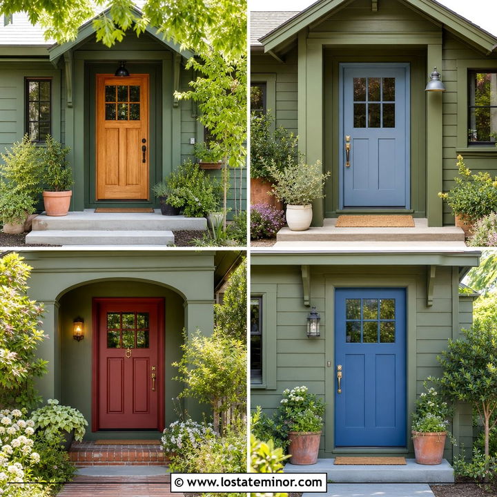 30 Moss Green House Design With Entry Door Ideas for Curb Appeal