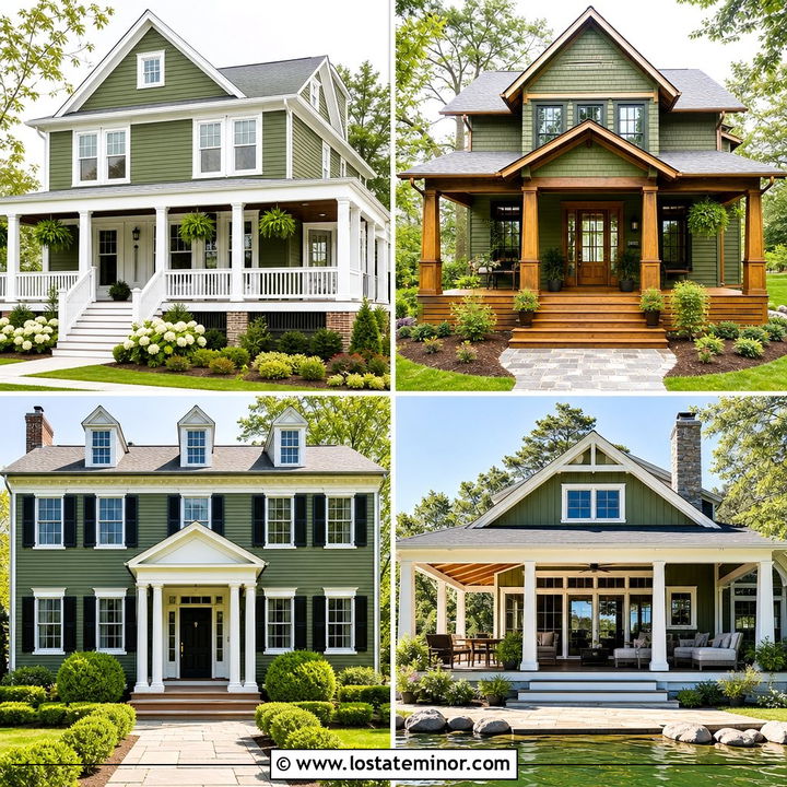 30 Moss Green House Design With Front Porch Ideas You’ll Love