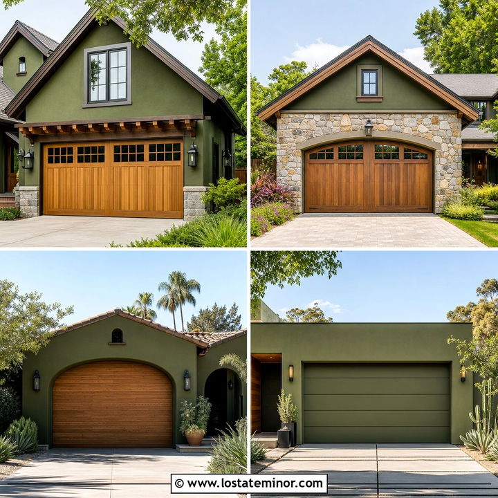 30 Moss Green House Design With Garage Door Ideas for Curb Appeal
