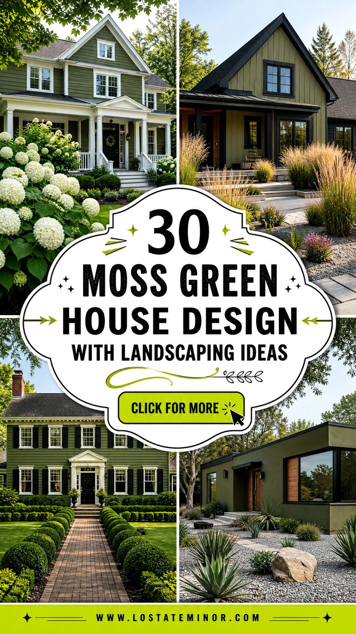 30 Moss Green House Design With Landscaping Ideas for Curb Appeal - 30 Moss Green House Design With Landscaping Ideas for Curb Appeal