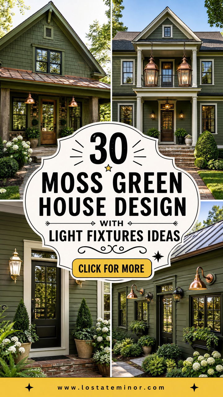 30 Moss Green House Design With Light Fixtures Ideas to Try - 30 Moss Green House Design With Light Fixtures Ideas to Try