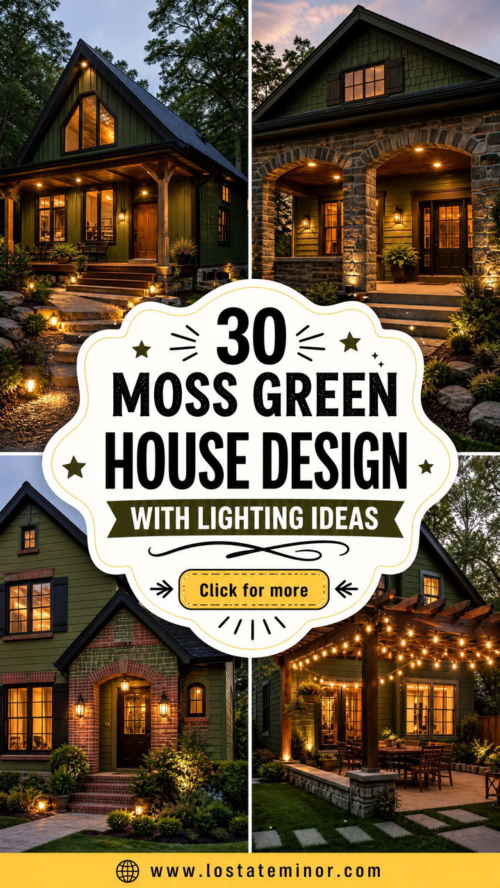 30 Moss Green House Design With Lighting Ideas for a Warm Glow - 30 Moss Green House Design With Lighting Ideas for a Warm Glow